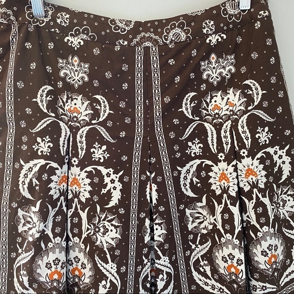 Esprit Pleated Floral Print Brown Midi Women Skirt - Picture 3 of 8